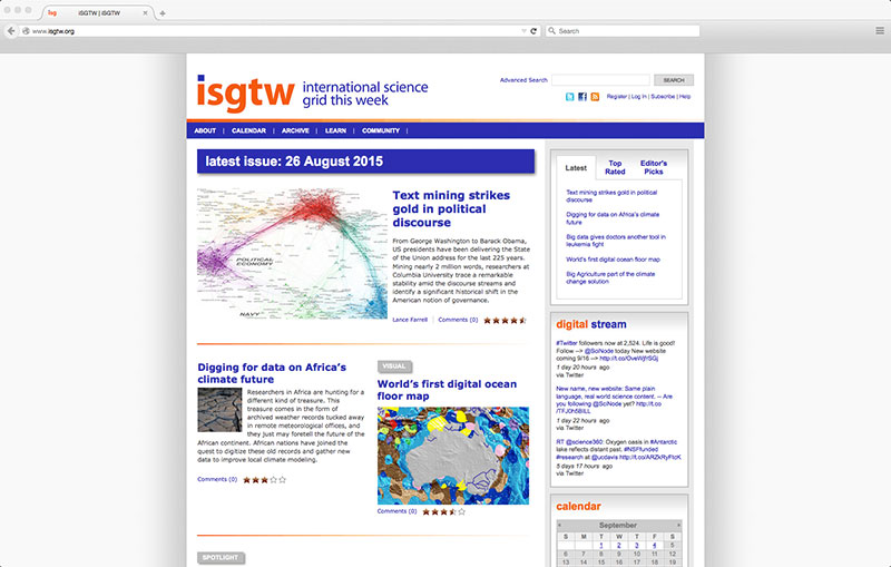 iSGTW screenshot