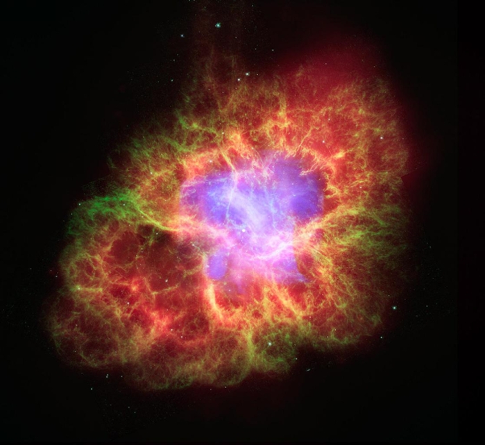 <strong>The death of a star</strong> a thousand years ago left behind a superdense neutron star that expels extremely high-energy particles. By simulating events like these, ATERUI II gives astronomer’s insights that can’t be discovered through observation alone. Courtesy NASA/JPL-Caltech/ESA/CXC/Univ. of Ariz./Univ. of Szeged.